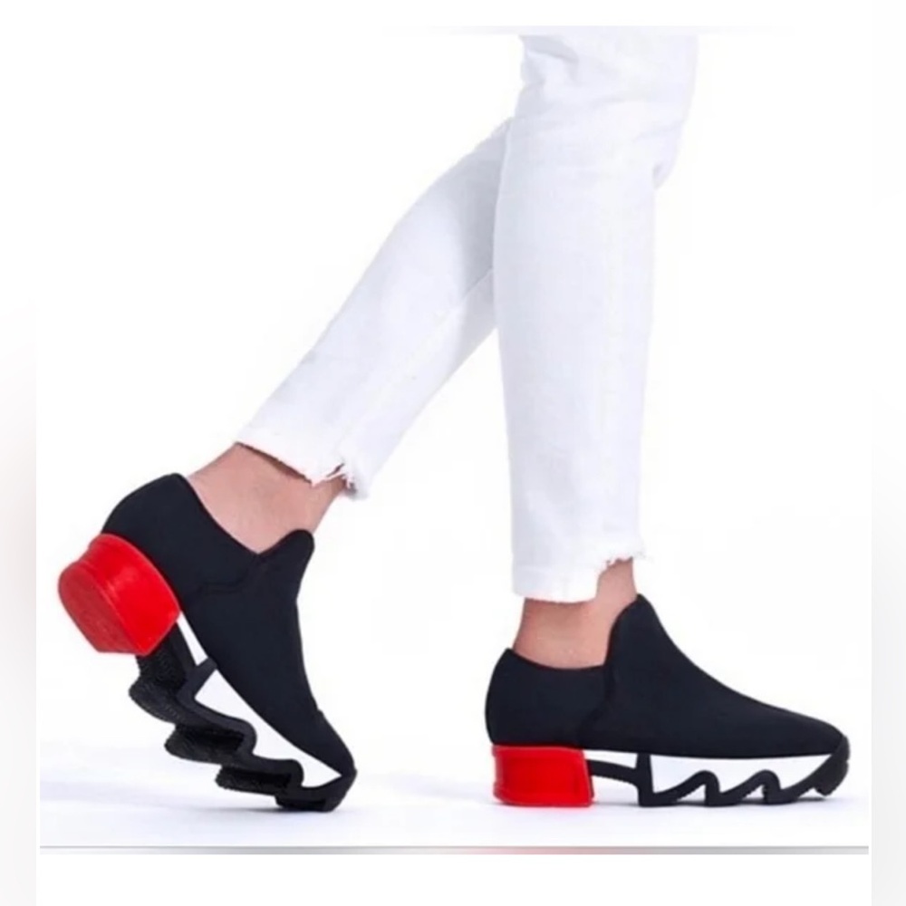 IRI NYC Neoprene platform Sleek Black and Red Women's Sneakers